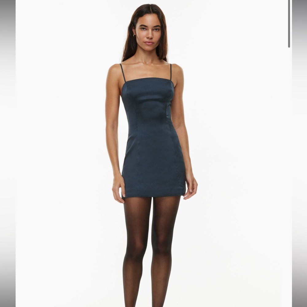Aritzia Satin Dress Navy - Picture 7 of 10